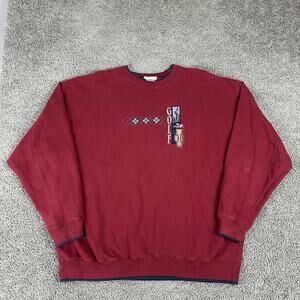 MC Sport Sweatshirt Mens 2XL Red Golf Embroidered Graphic Crewneck Pullover